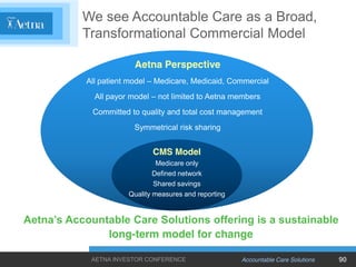 We see Accountable Care as a Broad,
            Transformational Commercial Model
                          Aetna Perspec...